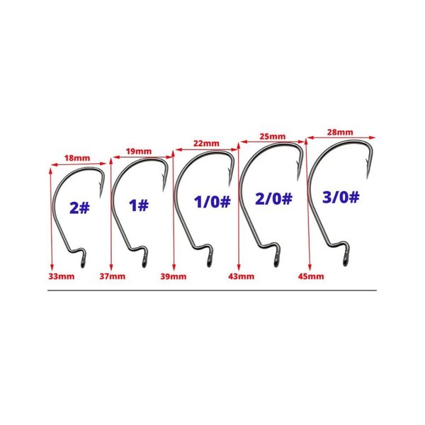 ProSeries High-Carbon Offset Hooks - Set of 50 | Strong, Sharp, and Versatile for Soft Plastic Baits
