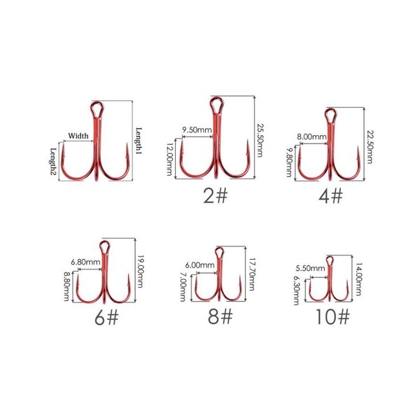 ProSeries High-Carbon Treble Hooks - Brown - Set of 50 | Ultra-Strong, Razor Sharp Hooks for Lures & Rigs