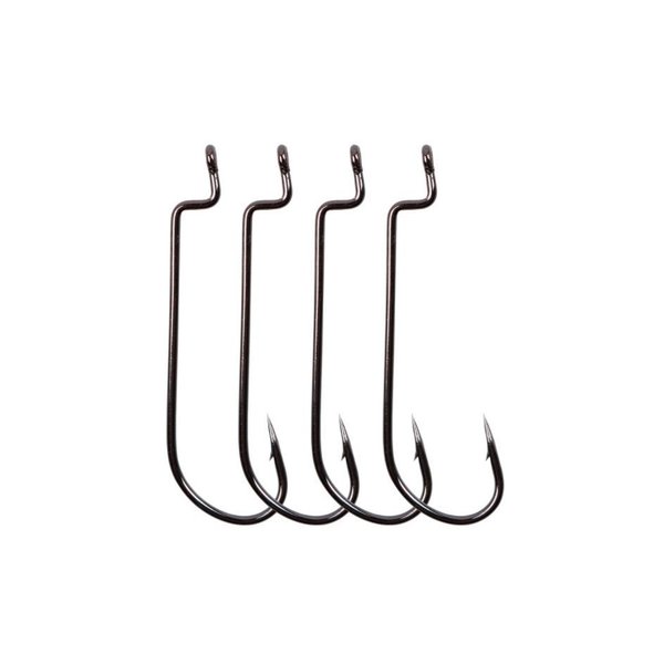 ProSeries High-Carbon Offset (Round Bend) Hooks - Set of 50 | Precision Hooks for Soft Plastics and Finesse Rigs