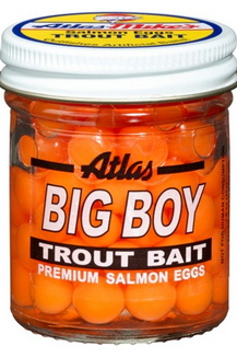 Atlas Big Boy Salmon Eggs - Orange | Premium Bait for Catching Big Salmon & Trout