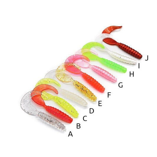 RubberBaits 2.7" Twister Tail Grub Soft Bait (10 Pack) - Pattern A | Classic Curl Tail Action for Bass, Crappie & More