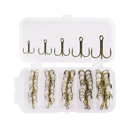 ProSeries High-Carbon Treble Hooks - Brown - Set of 50 | Ultra-Strong, Razor Sharp Hooks for Lures & Rigs