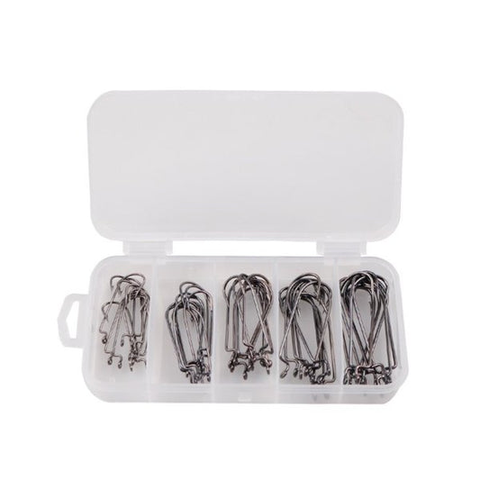 ProSeries High-Carbon Offset (Round Bend) Hooks - Set of 50 | Precision Hooks for Soft Plastics and Finesse Rigs