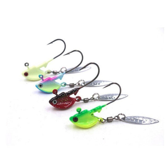 2/5oz Underspin Lead Jig Head (3 pack) - Green & Yellow | Flash & Vibration for Bass, Walleye & More