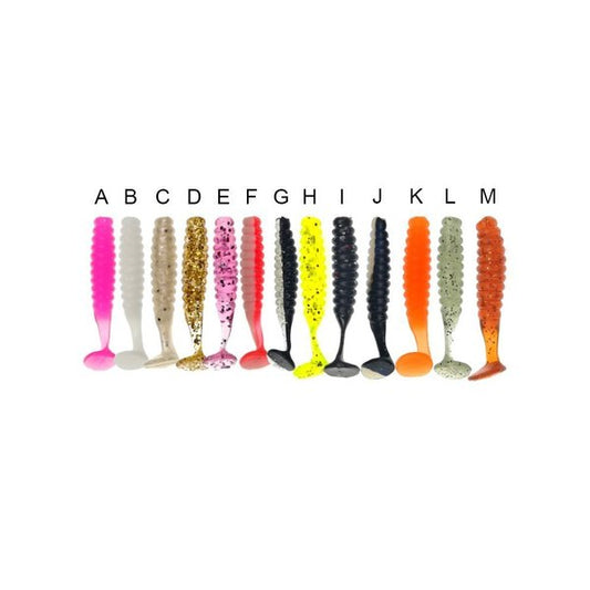 RubberBaits 1.6" Paddle Tail Grub Soft Bait (10 pack) - Pattern M | Lifelike Paddle Action for Panfish, Trout & More