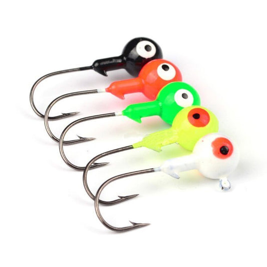 2/5oz Lead Jig Head (10 pack) Black | Weighted Jig Heads with 3D Eyes for Realistic Soft Bait Presentations