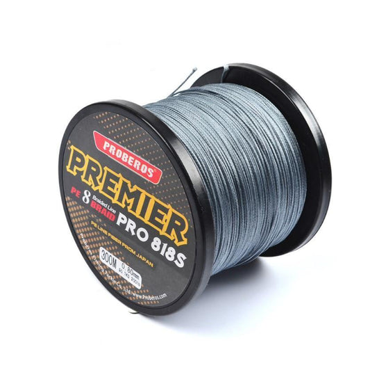 Premier PE 8x Braided Line 328yd- Gray, 5.0/60lbs | Ultra-Strong, Smooth Casting, 8-Strand Braid for Maximum Sensitivity and Strength